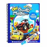 Water Coloring Book,Magic Water Drawing Book,Vehicle-Themed Reusable Coloring Acticity Board,Original Color Doodle Painting Picture Book With Refillable Water Pen For Boys Girls Kids Toddlers