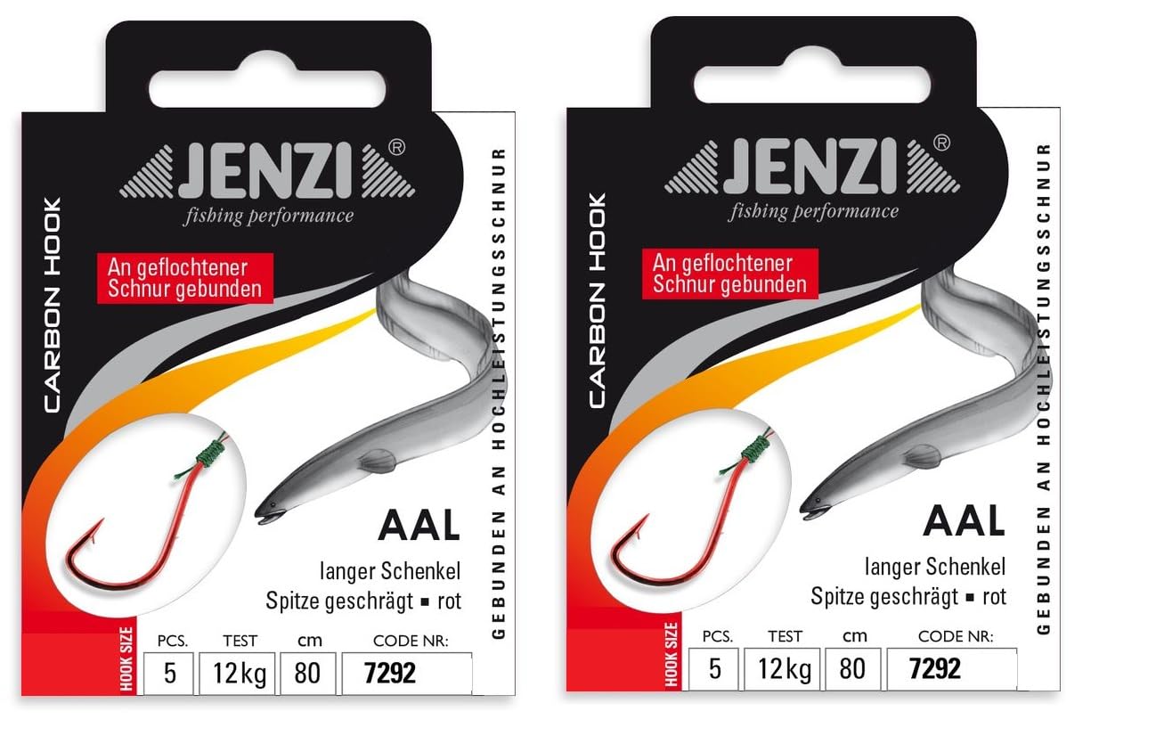 Set of 2 packs of tied eel hooks from Jenzi, (10 pieces) to braided cord Front pocket ready + free Petri hell! Stickers. (hook size 6)