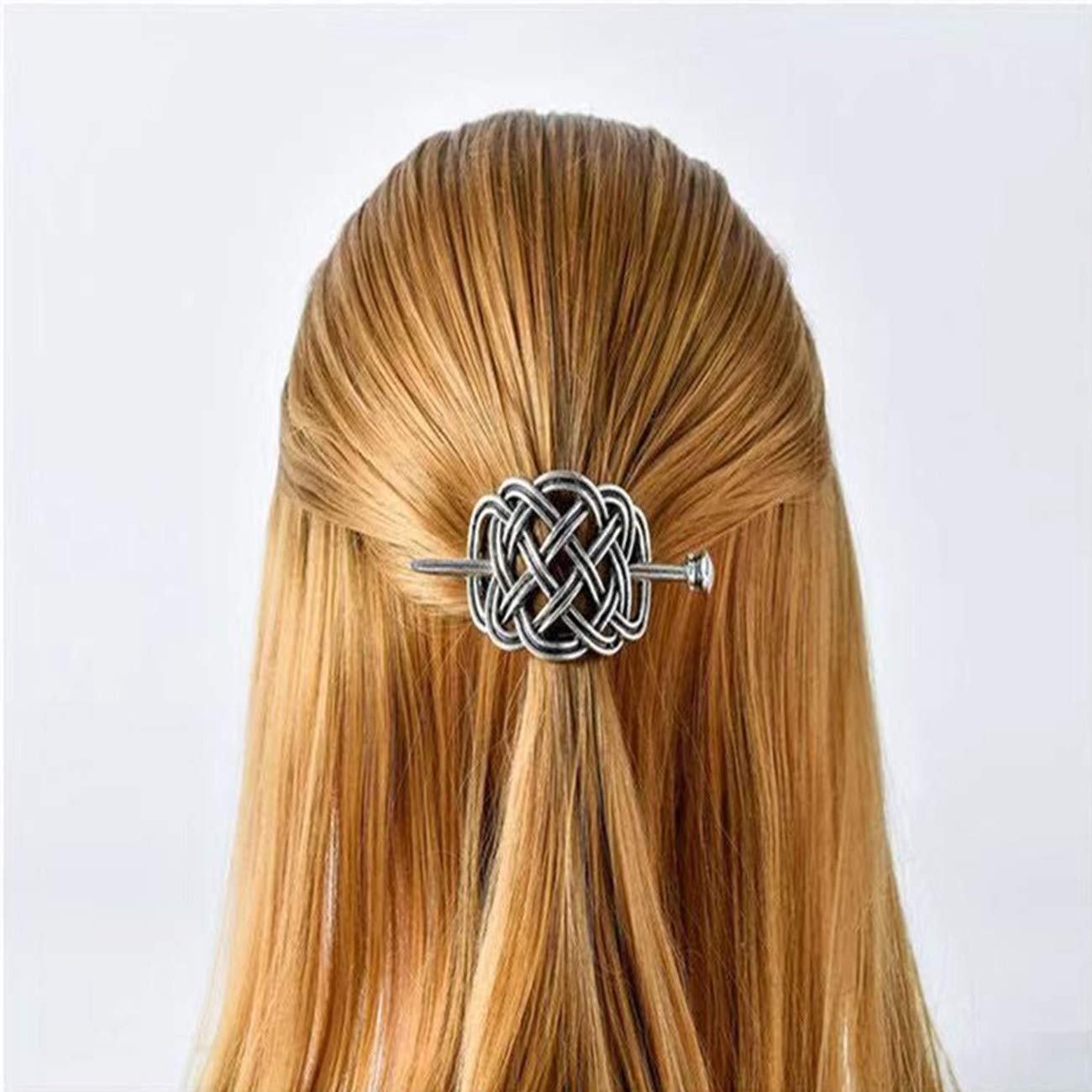 Tinsow 2 Pcs Silver Celtic Hair Slide Hairpins Hair Accessories Hair Clips, Creative Hair Barrette Minimalist Hair Claw Hair Pin Hair Accessories for Women (Style C H) : Beauty