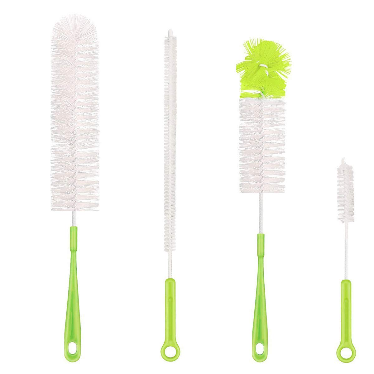Qisan 5Pcs Bottle Cleaning Brush Set Multipurpose Brushes Long Bottle Brush Water Bottle Cleaners-Green