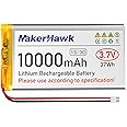 MakerHawk 3.7V LiPo Battery 10000mAh 1163115 Rechargeable 1S Polymer Battery with Protection Board Insulated Rubber Tape, PH 2.54 Connector for Raspberry Pi Arduino ESP32 Development Board (1 Pack)