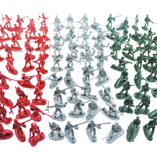 Jyongmer 300 Pcs Plastic Army Toy Soldiers Various Pose Toy Soldiers Action Figures, 3 Colours of Army Men for Family, Kid Gifts, Party Decorations, Party Favors
