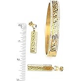 18kt PierreLorren Greek Key Design Bracelet Earrings Elite Cocktail Greek Meander Bracelet set Jewelry 18k Gold HANDMADE Austrian Crystal Diamond bracelet Set gift for women