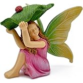 Marshall Home & Garden Hiding Fairy and Ladybug - Multicolor Resin Miniature Figurine for Garden, 4 x 1 Inch, MG458