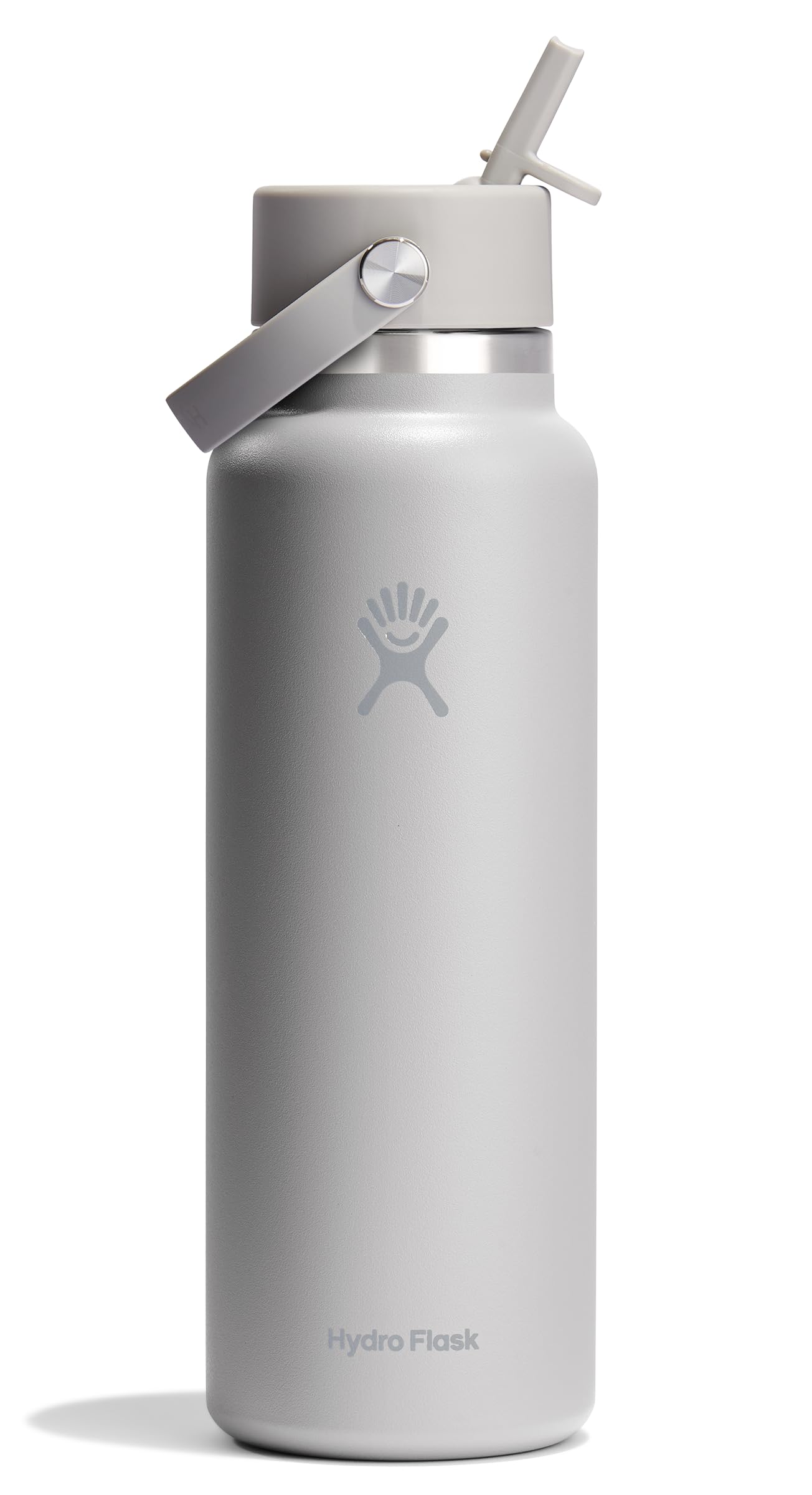 Photo 1 of Hydro Flask Water Bottle - Insulated Stainless Steel - Wide Straw Lid, Non Spill, Leakproof in 40 Oz Birch Gray