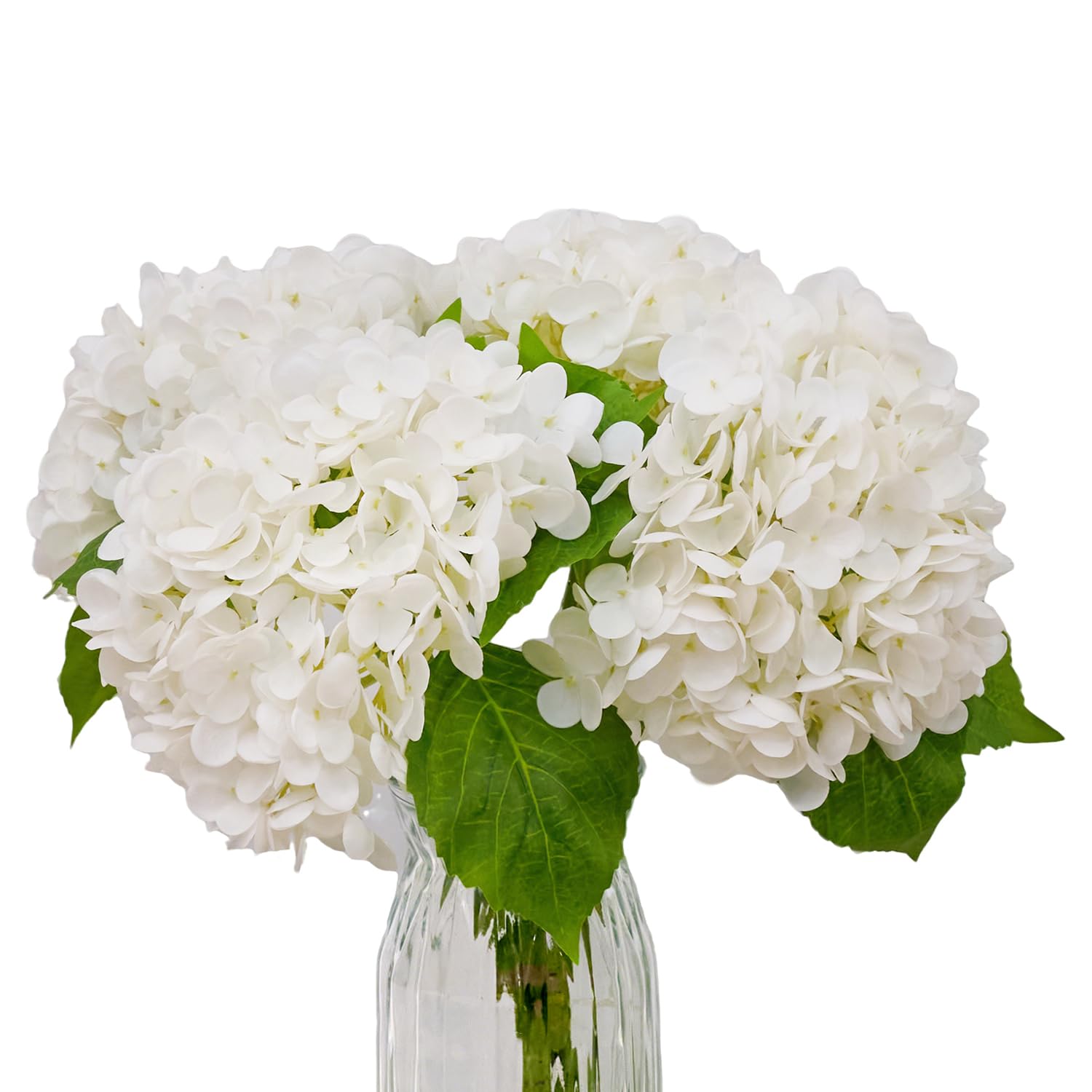 Photo 1 of WenXin 4-Packet White Hydrangea Artificial Flowers Faux Hydrangea Flowers Real Touch Home Bathroom Office Kitchen Dining Room Arrangements End Table Centerpiece Shelf Decorations