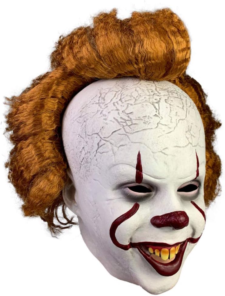 TINGSHOP Halloween Scary Latex Clown Masks, Movie Pennywise Cosplay Mask Dark Knight Joker Mask Hair And Exposed Teeth for Halloween Costume, Cosplay, Easter, Theme Party