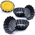 Amytalk 12 Packs Egg Tart Mold, Upgrade Bigger Size 3 x 0.9inch, Cupcake Cake Muffin Mold Tin Pan Baking Tool, Carbon Steel