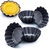 Amytalk 12 Packs Egg Tart Mold, Upgrade Bigger Size 3 x 0.9inch, Cupcake Cake Muffin Mold Tin Pan Baking Tool, Carbon Steel