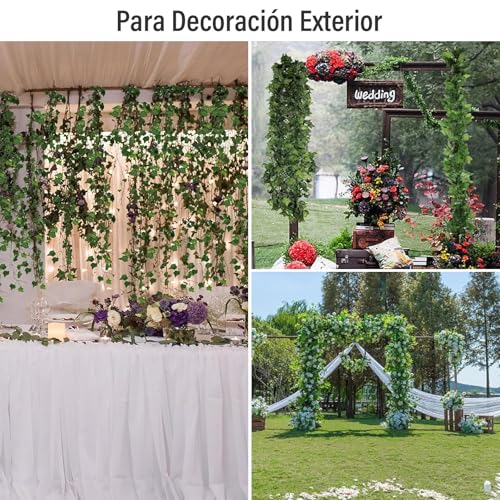 GALASALA Enredaderas Artificiales 24 Pzs, 24 * 2m Plantas Colgantes Artificiales Hogar, Planta Artificial Decorativa, Hogar Decoración, Jardín de Bodas Temático del Bosque Decoración de Hoja Verde