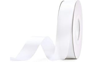 YAMA Double Face Satin Ribbon - 7/8" 25 Yards for Gift Wrapping Ribbons Roll, White