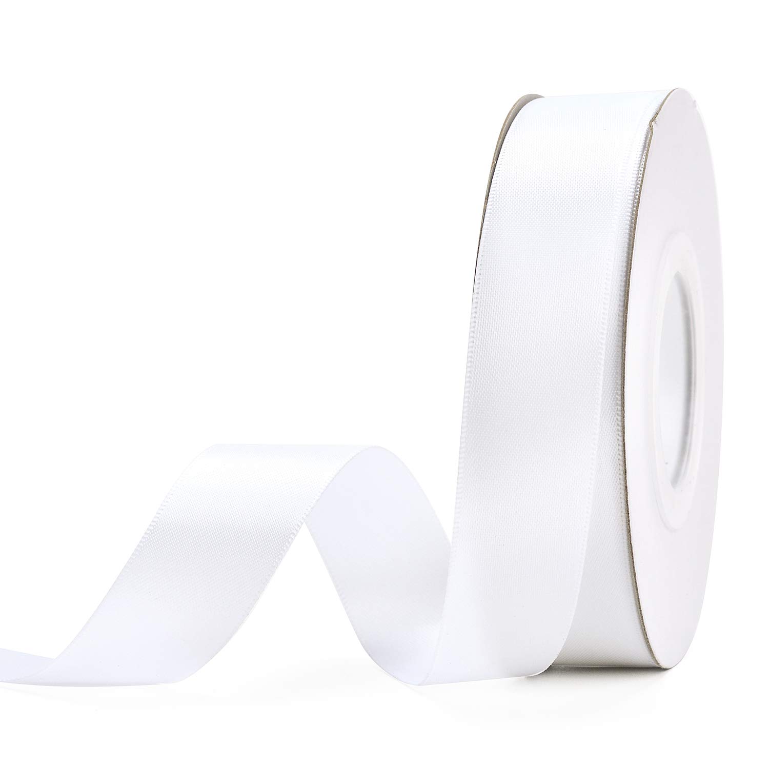 YAMA Double Face Satin Ribbon - 7/8" 25 Yards for Gift Wrapping Ribbons Roll, White