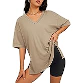 ATHMILE Oversized Tshirts for Women Summer 2026 V Neck Casual Workout Plus Size Tops Spring Fashion Cute Basic Trendy Outfits