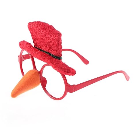 OULII Weihnachten Lustige Brille Rahmen Schneemann Hut und Nase Sonnenbrille Neuheit Kostüm Gläser Ohne Objektive für Weihnac