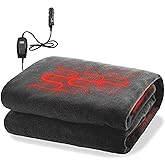 ZONETECH Heating 12V Polar Fleece Material Blanket - Ideal for Summer Camping, Road Trips, Picnics, or Relaxing in The Convenience of Your Vehicle or Home