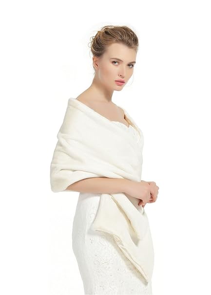 BEAUTELICATE Kunstpelz Schal Stola Bolero Pelz Damen Für Frauen Hochzeit Braut Abend Brautschal Brautstola