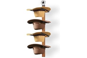 FLUFFYTREE Cowboy Hat Rack, 4-Piece Western Hat Rack For Wall with Natural Wooden Board, Gift Cowboy Hat Holder for Wall Décor Keeps Original Shape of Hat