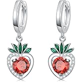 Grmdit Lemon/Watermelon/Strawberry/Pineapple Earrings 925 Sterling Silver Fruit Hoop Earrings Fruit Jewelry Gift for Women