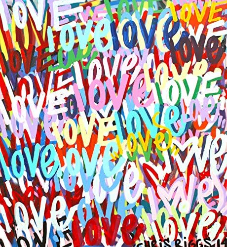 CHRIS RIGGS Original Love fine art painting 38" x 35" pop street art spray paint NYC acrylic contemporary modern art urban canvas