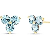 Galaxy Gold GG 14k Solid Gold Stud Earring With Aquamarines