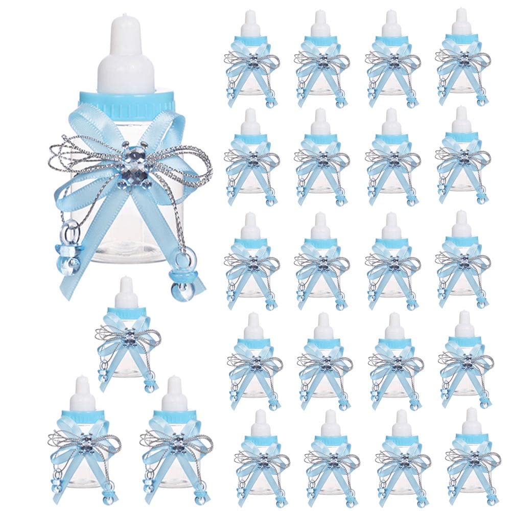 Bodosac 24Pcs Baby Shower Feeding Bottle Baby Shower Favours Sweets Candy Box for Baby Shower Decoration (BLUE)