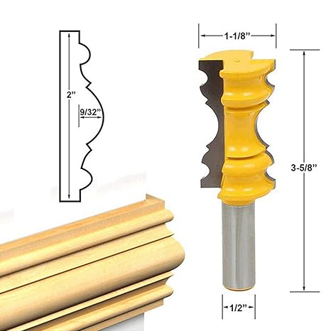 Hoen 1 2 Shank Large Elaborate Chair Rail Molding Router Bit Architectural Woodworking Shape Chisel Cutter Tool