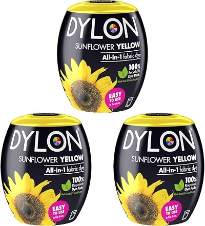 DYLON Washing Machine Fabric Dye Pod Sunflower Yellow 350g Pack of 3