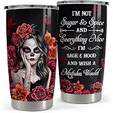SANDJEST Sugar Skull Tumbler 20oz Stainless Steel Insulated Coffee Travel Mug Cup for Women Girls Gifts for Birthday Christmas Halloween