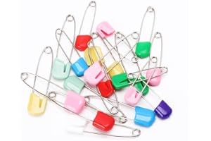 WAIGN 20 Pcs 2 Inch Baby Infant Child Cloth Nappy Diaper Pins Safety Locking Holder Colorful Safety Pins Heavy Duty, Diaper for Pins and Fasteners, Cloth Diapers and Accessories