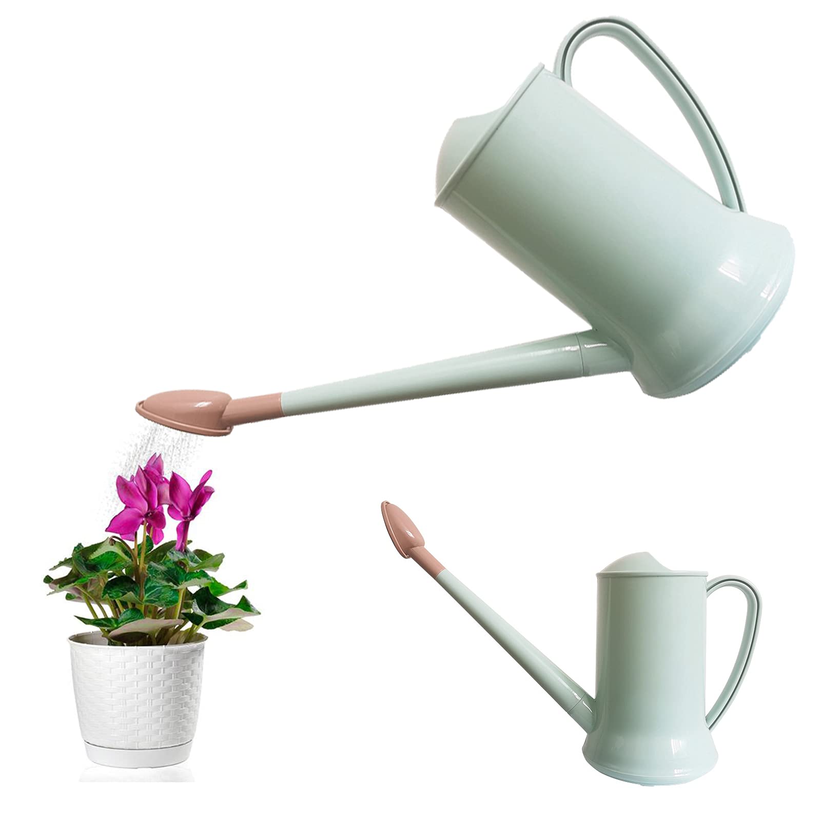 2 Litre Long Spout Plastic Detachable Sprinkler Plant Watering Can Lightweight Water Spray Bottle for Indoor Outdoor Garden Home Flower Bonsai Plant (Light Blue)