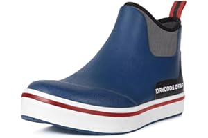 D DRYCODE Rain Boots Men, Waterproof Fishing Deck Boots, Anti-Slip Ankle Rubber Boots, Outdoor Rain Shoes for Mens Boating, Womens Gardening, Size 5-14