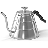 Gooseneck Kettle - Coffee Gator Pour Over Kettle - Precision-Flow Spout and Thermometer - Barista-Standard Hand Drip Tea and 