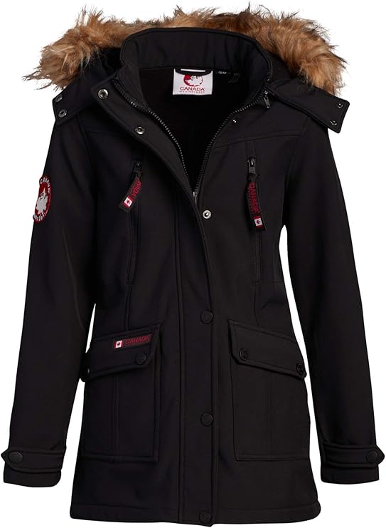 CANADA WEATHER GEAR Girl's Soft Shell Anorak Hooded Jacket with Fleece