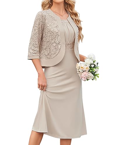Alex Evenings Women's Tea Length Jacket Dress, Perfect for Weddings, Formal Events (Petite and Regular Sizes) : Clothing, Shoes & Jewelry