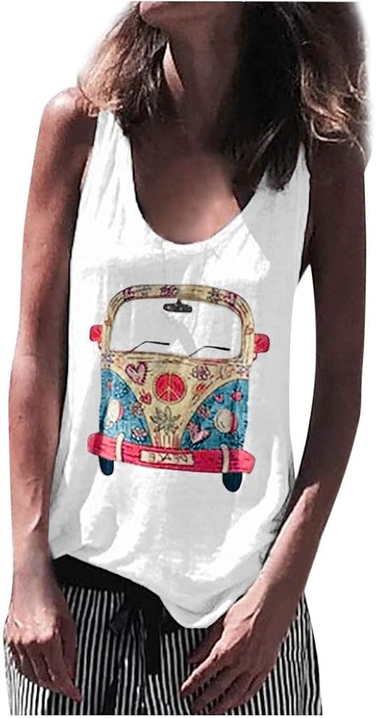 URSING Women Printed Vest Sleeveless Blouse Casual Loose Tops T Shirt Tank Ladies T Shirt Top Summer Basic T Shirt