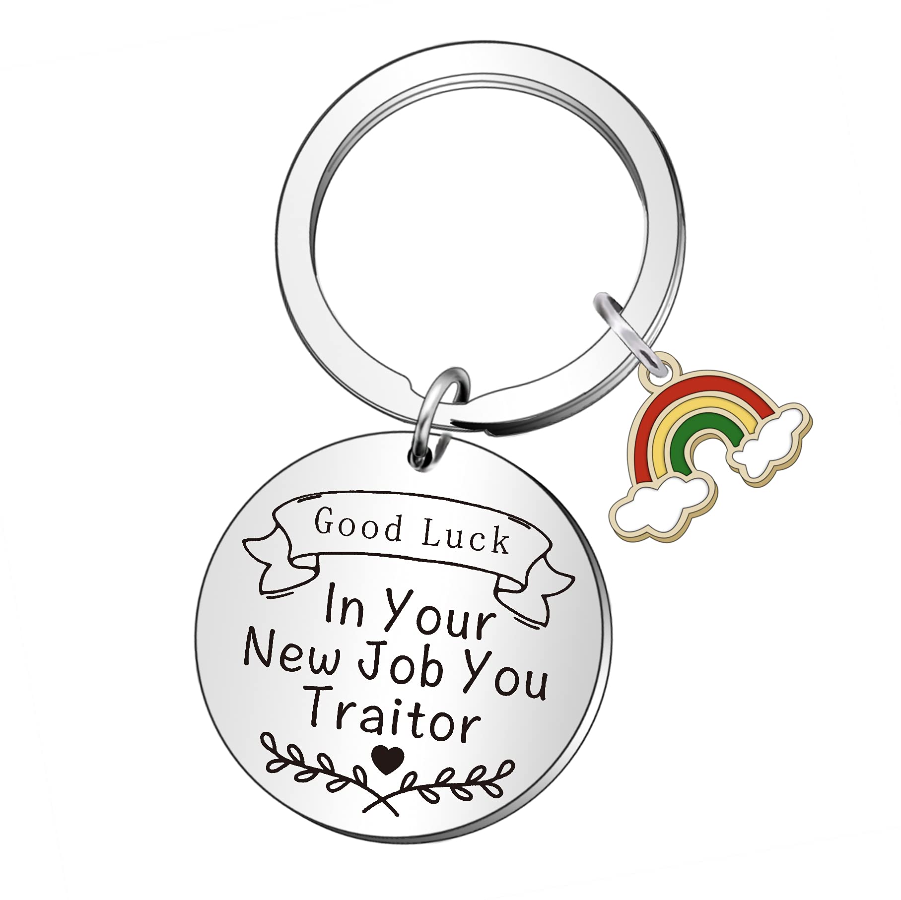 QMVMV Colleague Funny Keyring Leaving Friendship Gifts for Women Man Keychain Engraved Good Luck in Your New Job You Traitor