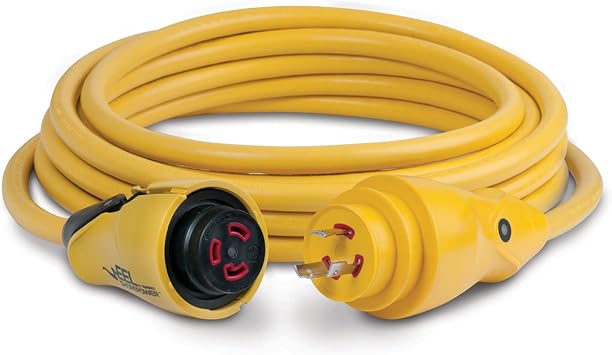 Marinco CS30-50 Yellow Eel Shore Cordset 30 Amp 125 Volt 50 ft.
