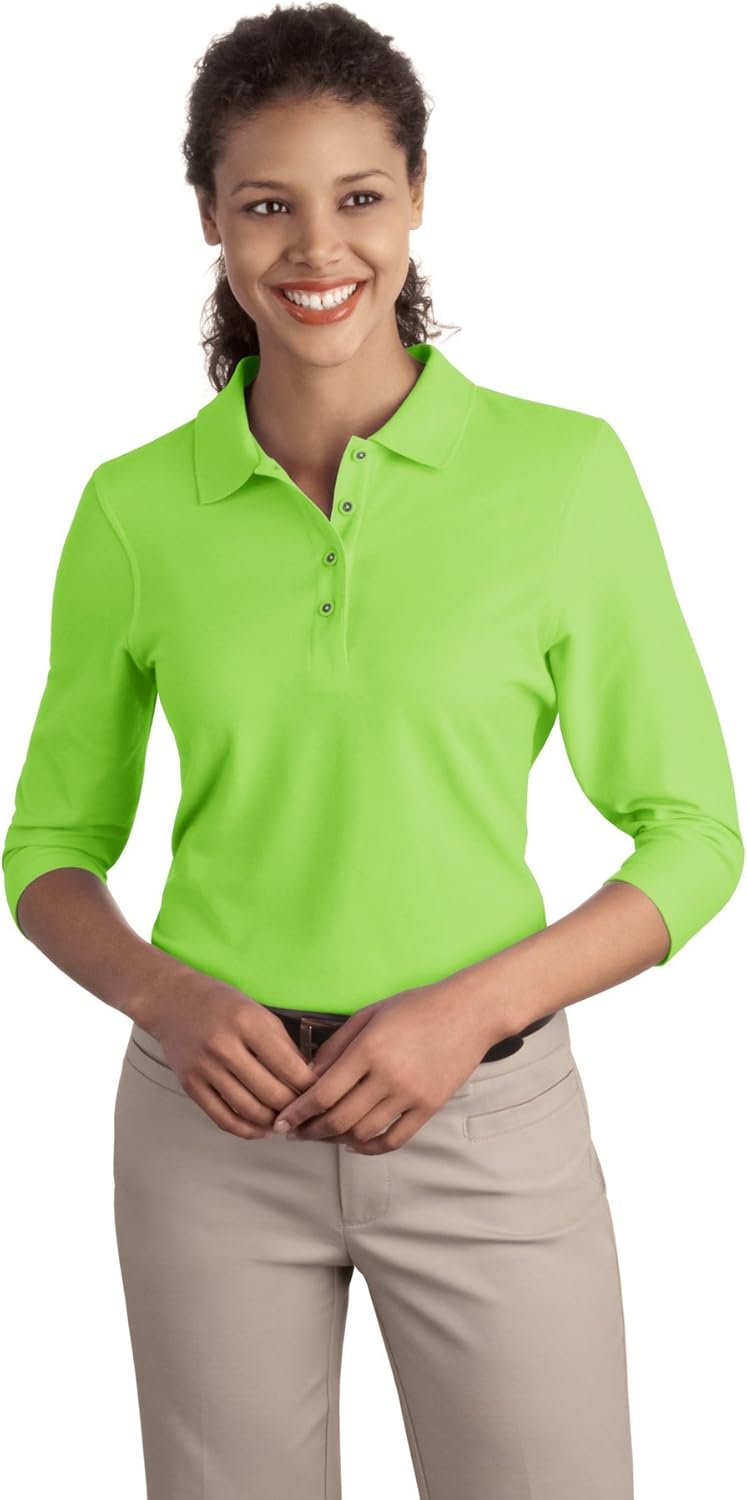 Port Authority Women's Silk Touch 3/4Sleeve Polo: Clothing