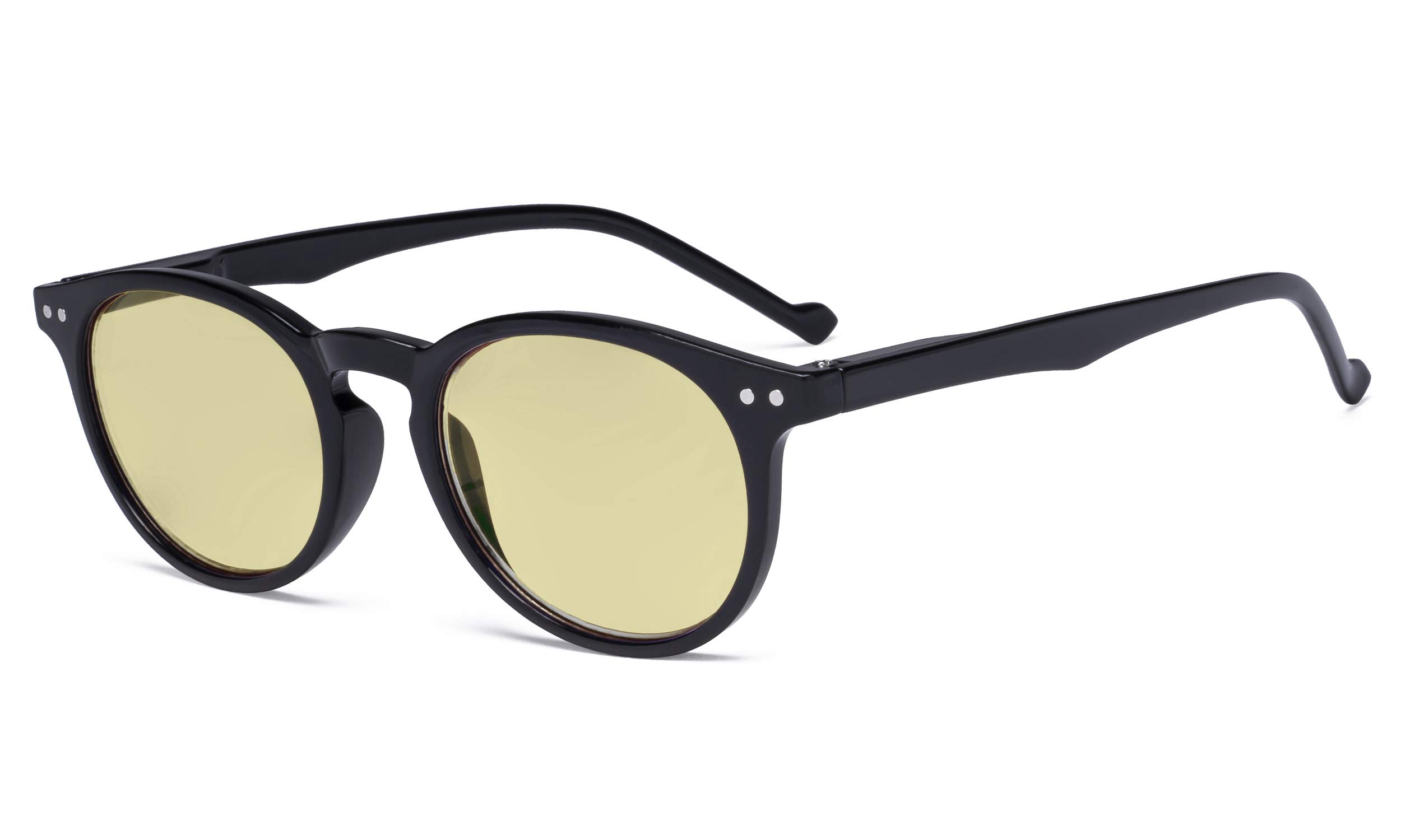 Eyekepper Blue Light Blocking Glasses Women - Anti Digital Glare UV Ray Oval Round Computer Reading Glasses with Yellow Filter Lens - Black +0.50 — image 1