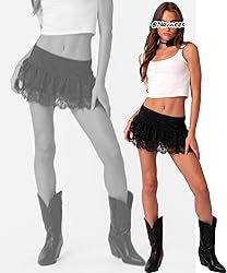 Navneet Women Sexy Y2K Sheer Lace Ruffle Mini Skirt