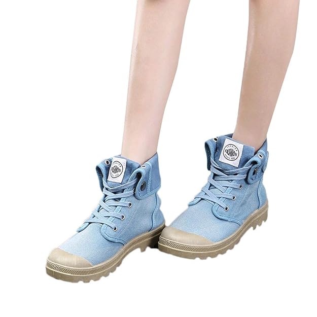 Floweworld Damen Sneaker Sportschuhe Frauen High Top Turnschuh Textil Schuhe Militär-Knöchel Schuhe