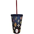ABYSTYLE Demon Slayer 16 oz plastic tumbler and acrylic carnival cup with reusable straw & leakproof lid (Pillars)