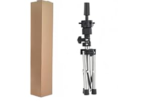 Yiifiulyn Adjustable Wig Head Stand Tripod Mini Mannequin Head Stand Protable Metal Stand for Training Head and Wig Display (Silvery)