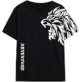 SweatyRocks Boy's Letter Print T Shirts Crew Neck Short Sleeve Graphic Tees Tops