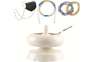Clay and Seed Bead Spinner DIY Necklace Bracelet Threader Bead String Tool for Jewelry Making with Free Big Eyed Curved Needl