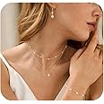 DIBOLA Gold Jewelry Set for Women, Dainty Layered Necklaces 14K Gold/Silver Pearl Necklaces for Women Pearl Necklace and Earring Set Pearl Earrings Pearl Bracelets Pearl Choker Wedding Bride Jewelry