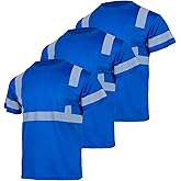 FONIRRA Hi Vis Safety T Shirts with Pocket for Men Work ANSI Class 2 Reflective Short Long Sleeve