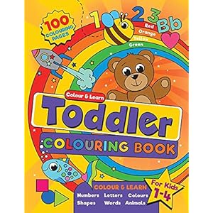 Toddler Colouring Book: For kids ages 1-4, 100 fun pages of letters, numbers, animals and shapes to colour and learn