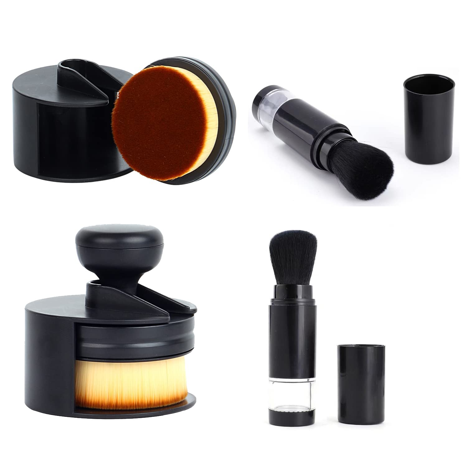 Round Ink Blending Tool & Embossing Powder Applicator - Retractable Soft Bristles Brush with Storage Tray Holder for DIY Scrapbooking Cards Making