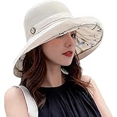 Women Mesh Sun Hats Summer Beach UV Protection UPF Packable Wide Brim Chin Strap
